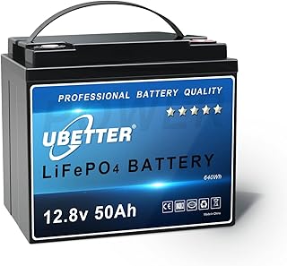 12V 50Ah LiFePO4 Batteria al litio 50Ah 640Wh Ricaricabile con BMS oltre 4000+ volte a ciclo profondo per camper, caravan, barche, allarme di backup UPS