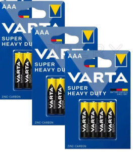 12 BATTERIE MINISTILO AAA Varta SUPER HEAVY DUTY ZINCO CARBONE - 3 BLISTER